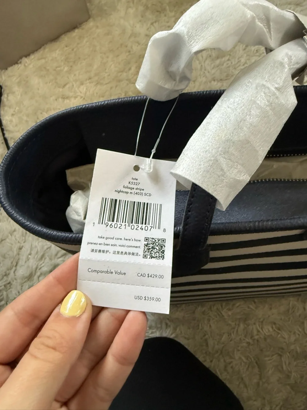 kate spade Navy and Cream Striped Tote - Picture 3 of 4